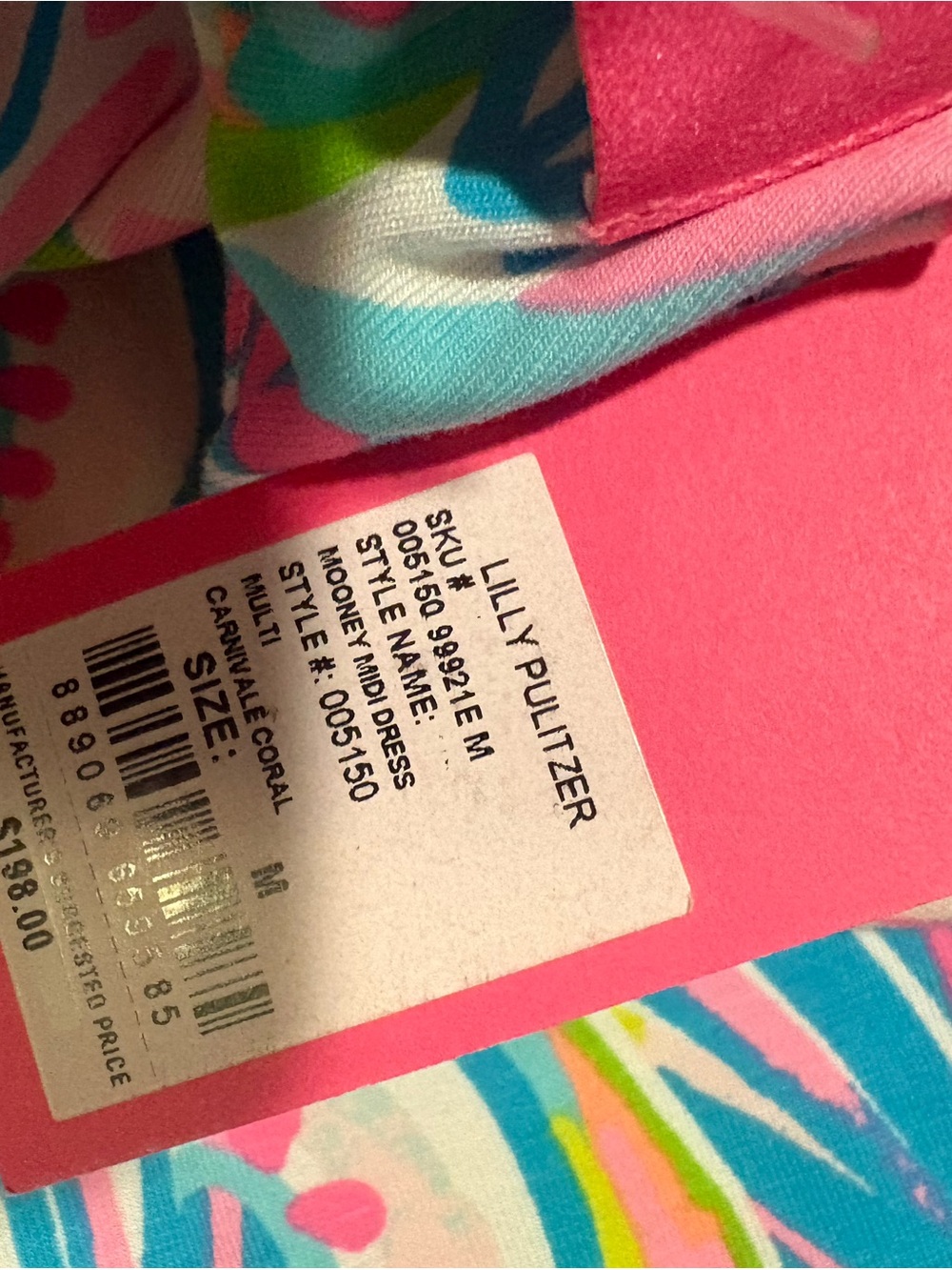 LILLY PULITZER SIZE MEDIUM MOONEY MIDI DRESS *CARNIVALE CORAL* MULTI - Picture 8 of 10